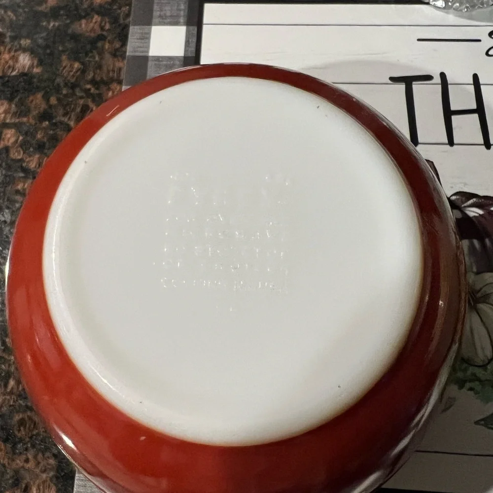 Pyrex Red Mixing Bowl with White Wheat Design
